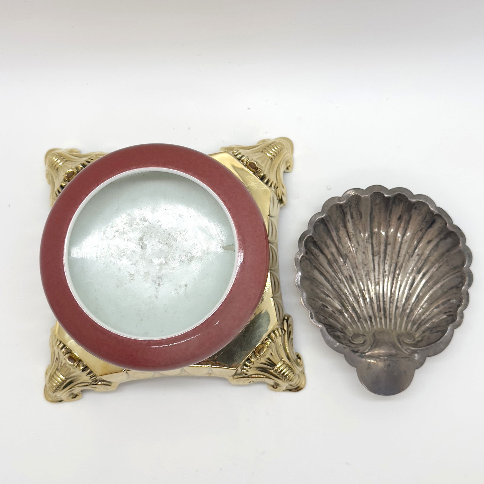 A Chinese red glaze and a silver shell - 2