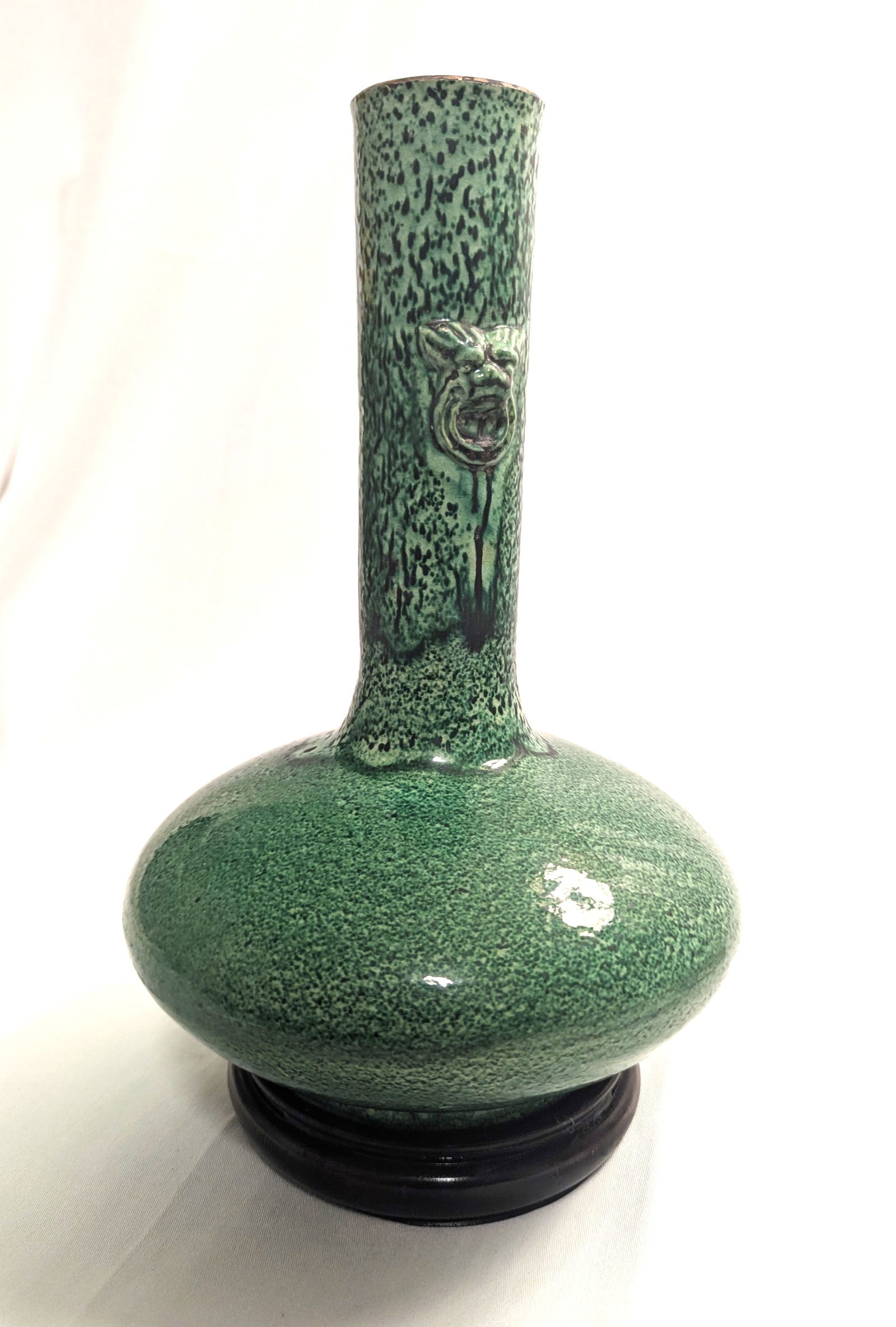 19th Century Chinese Green Glazed Bottle Vase (1 of 2)
