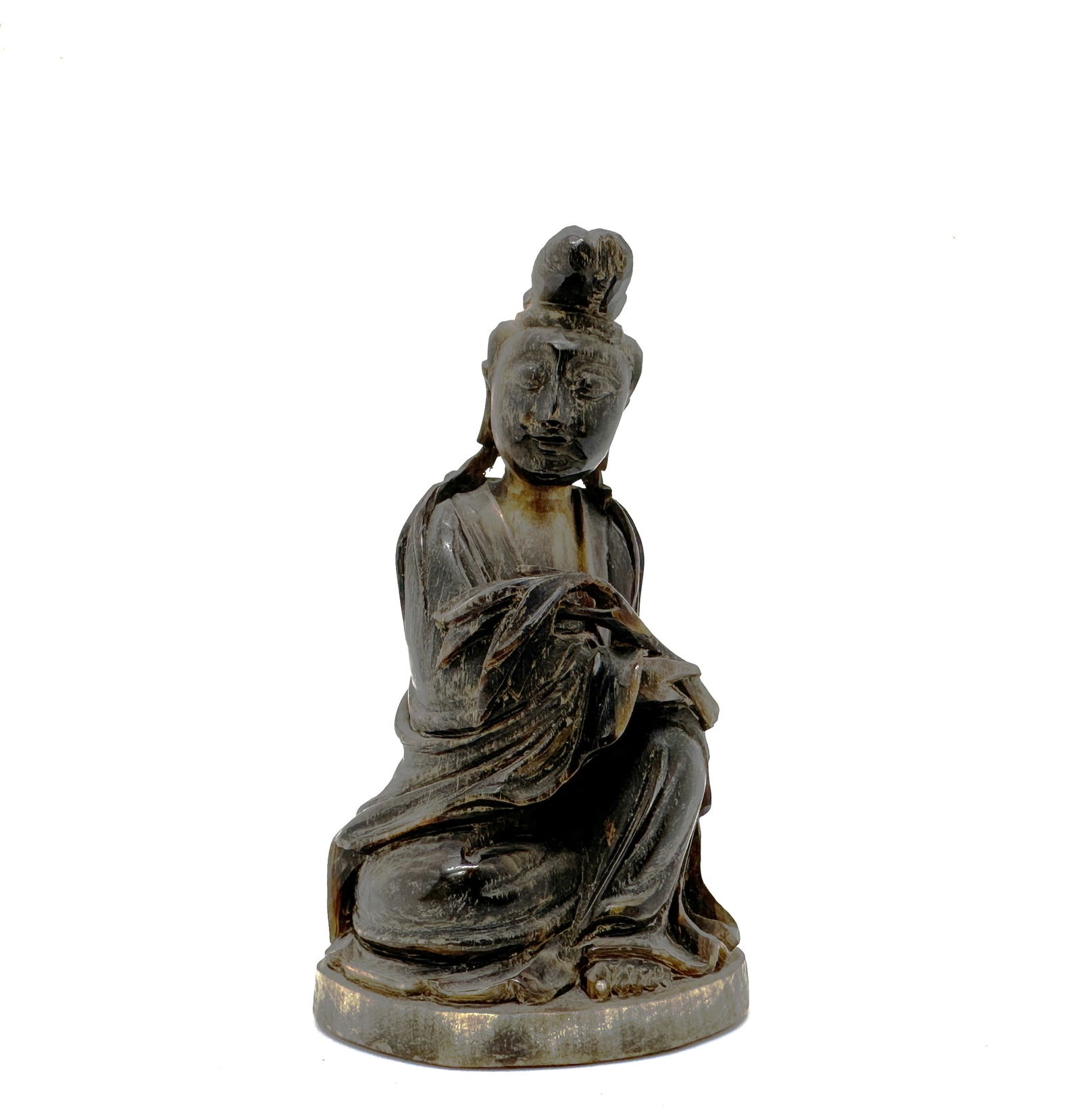 Chinese Horn Carved Guanyin Seated Figure.18th.C (1 of 1)