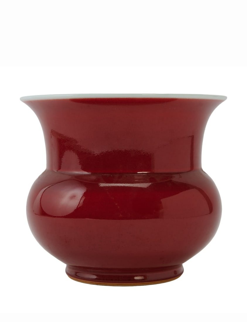 A Chinese Oxblood Porcelain Baluster Vase.{Height 13 1/2 inches (34.3cm)}. (1 of 2)
