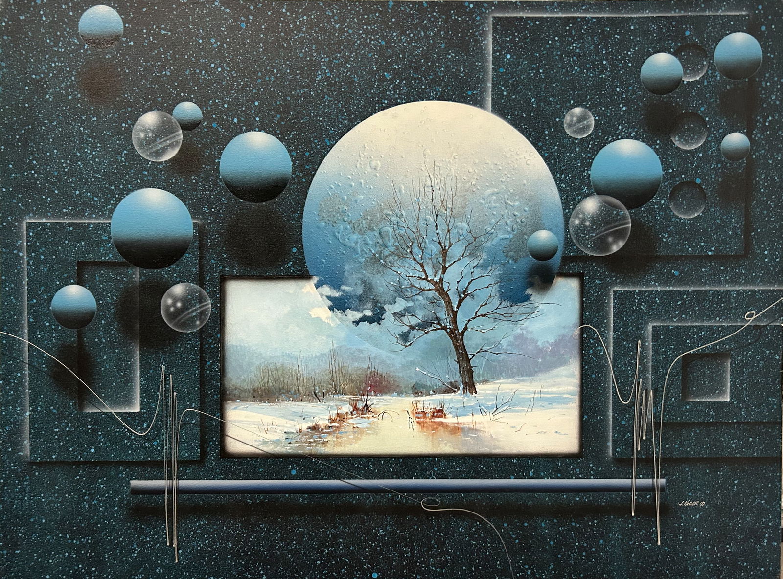 Josef Kugler (Austria/US, 20th Century) Oil Painting on Canvas,  Landscape/Abstract Illusion (1 of 3)