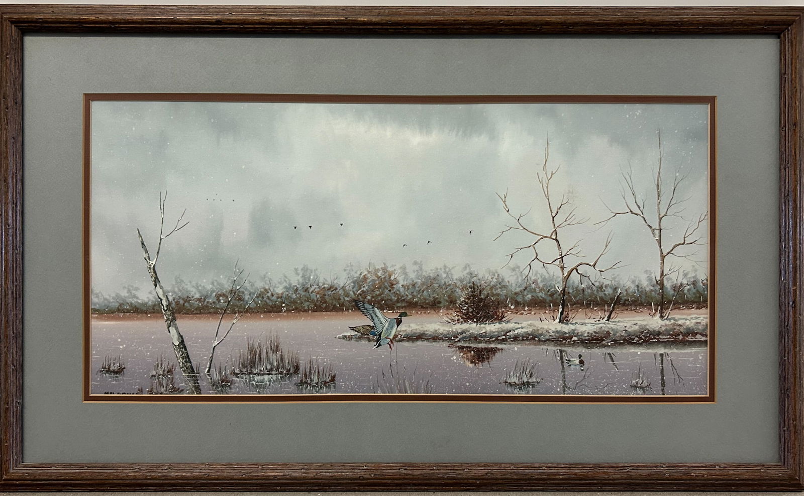 Daniel Maldonado (Texas, 1940-2019) Watercolor on Paper, Duck over Water (1 of 4)