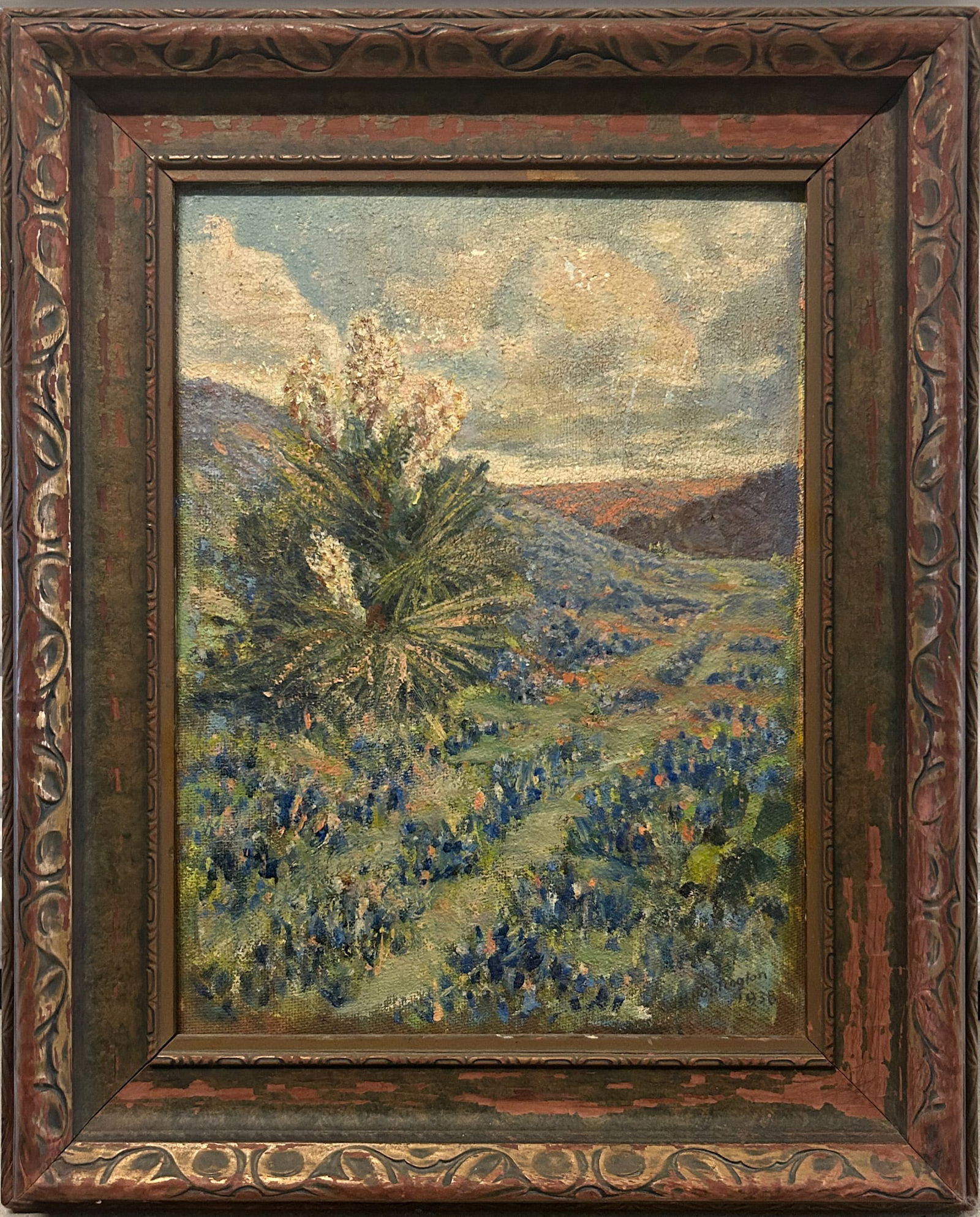 Oil Painting on Board, Yucca and Bluebonnets (1 of 3)