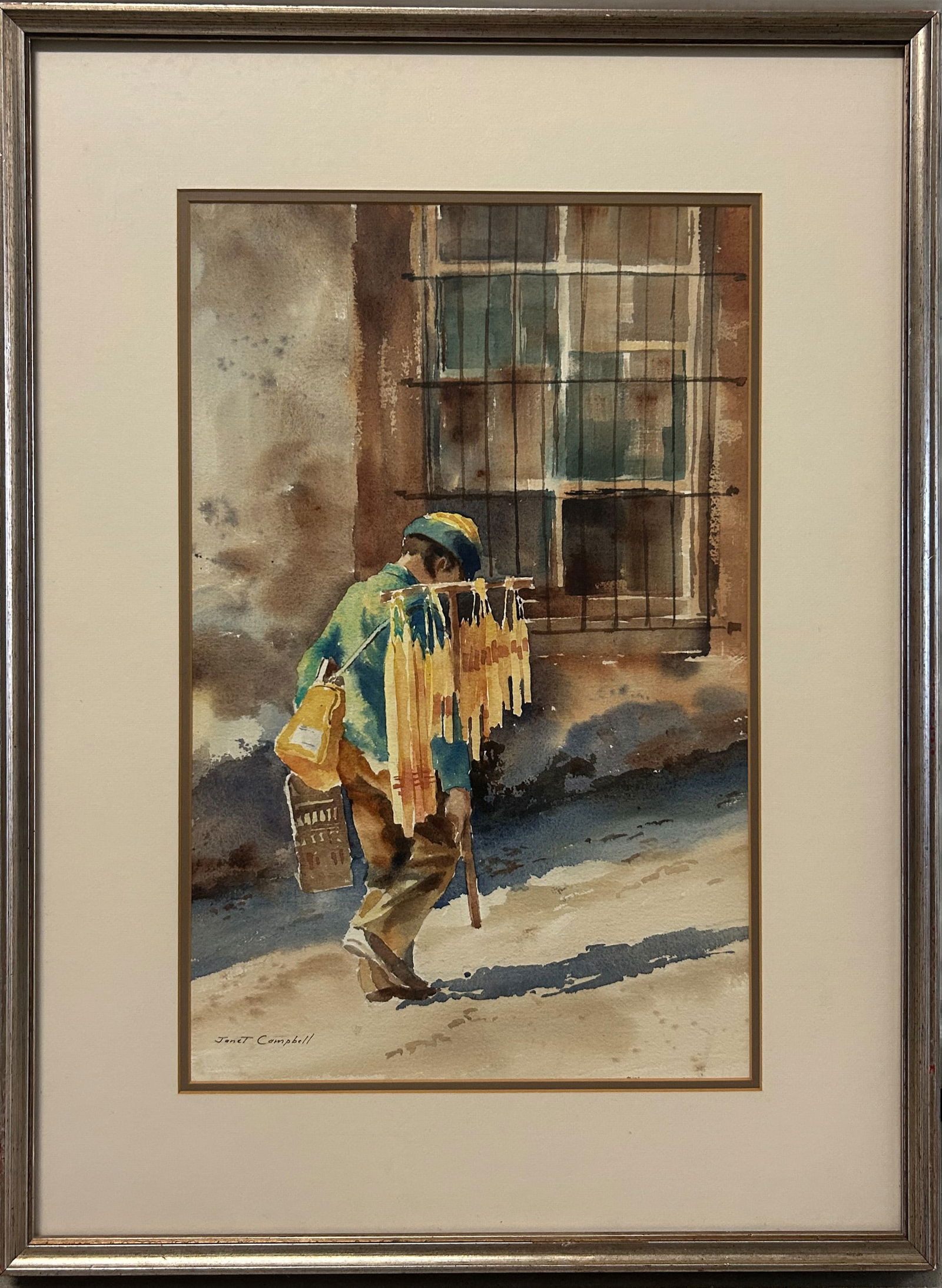 Janet Campbell (Texas, b. 1952) Watercolor on Paper, Candle Vendor (1 of 3)