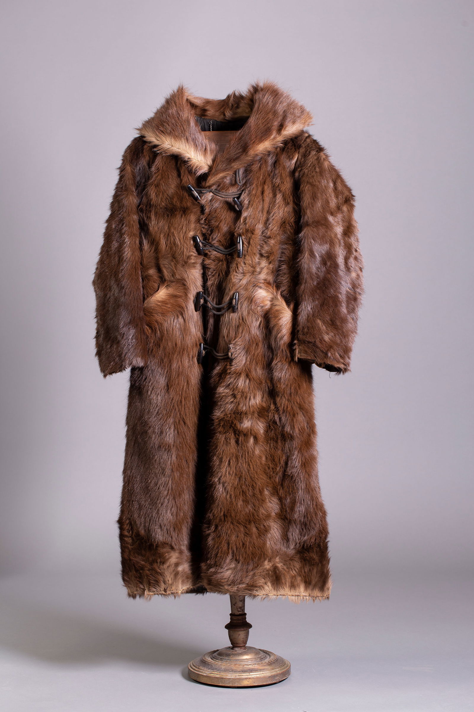 Vintage Long Horse Hair Coat: Vintage long Horse Hair Coat. Lined with a quilted black fabric that is padded. Inside pocket monogramed "Chas Rumley Ede Made"Measurement: 50"L