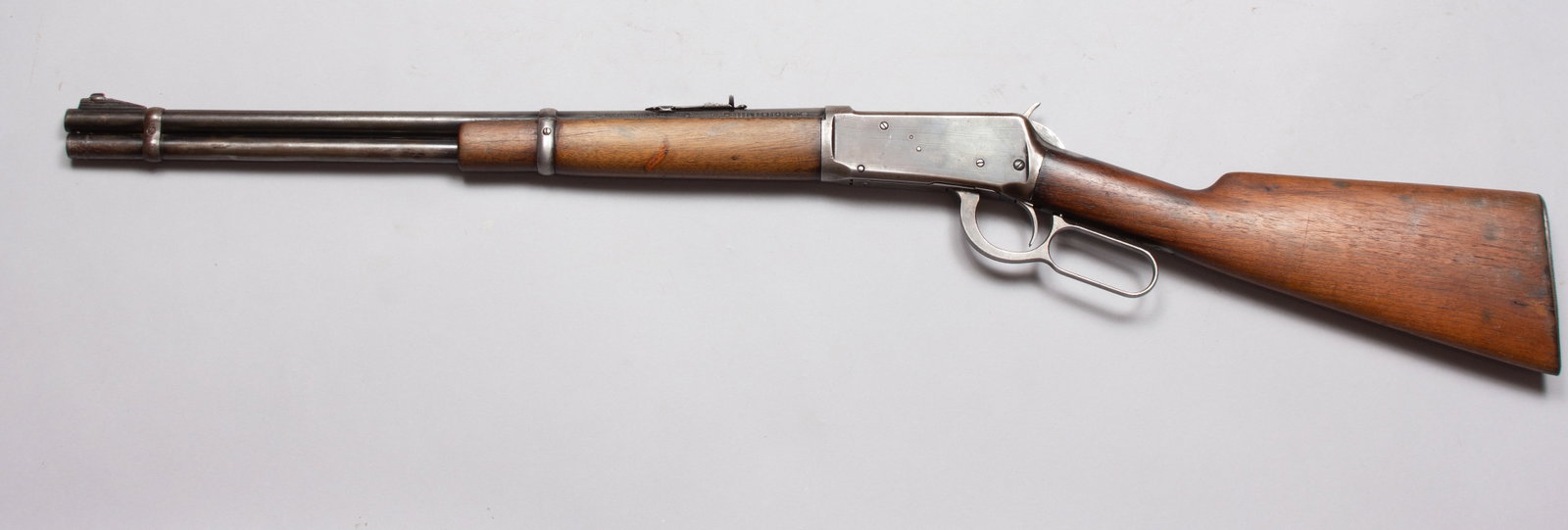 Antique Winchester Model 1894 Carbine: Eastern carbine made in 1896 with serial number 56272, .30 caliber with custom ordered shotgun butt plate. 19 ½” L barrel.