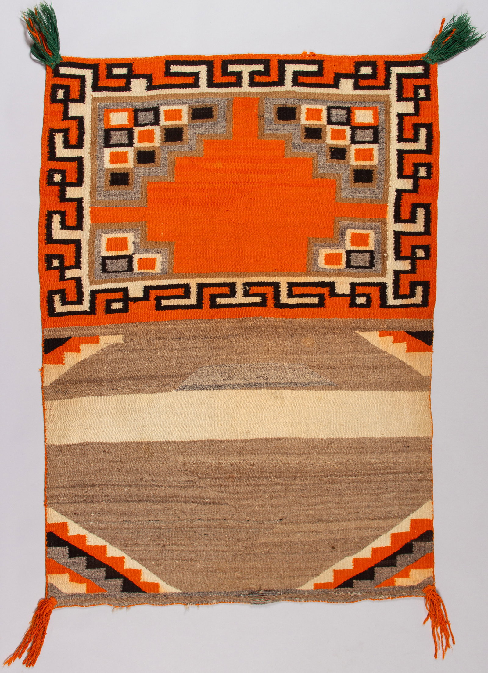Navajo Double Sided Saddle Blanket: Great blanket or rug Ca. 1920s, 51 x 37", Provenance: New Mexico Collector
