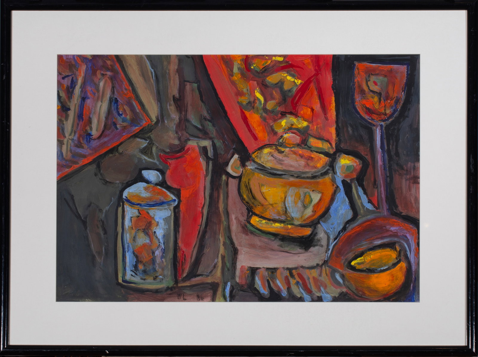 William Lumpkins (1909 – 2000) “Santa Fe Still Life" with 1st Edition Lumpkins Book: William Lumpkins (1909 – 2000) Santa Fe Artist, “Santa Fe Still Life”, Watercolor, 22” x 29” with 1st Edition Lumpkins Book; signed and dated with initials and 86 on lower middle