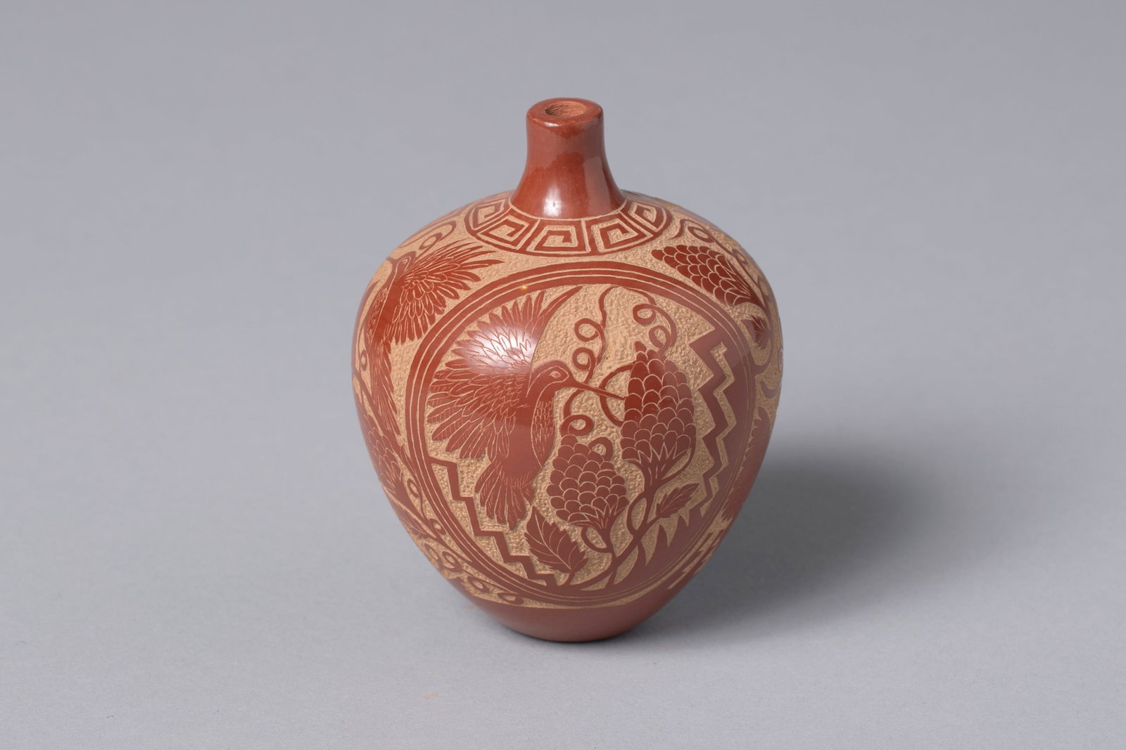 Santa Clara Jar, Grace Medicine Flower (b. 1938): Santa Clara Jar, Grace Medicine Flower AKA Grace Tafoya (b. 1938) Grace's intricately designed butterflies and hummingbirds remind the viewer of our delicate relationship with nature. Each piece refle