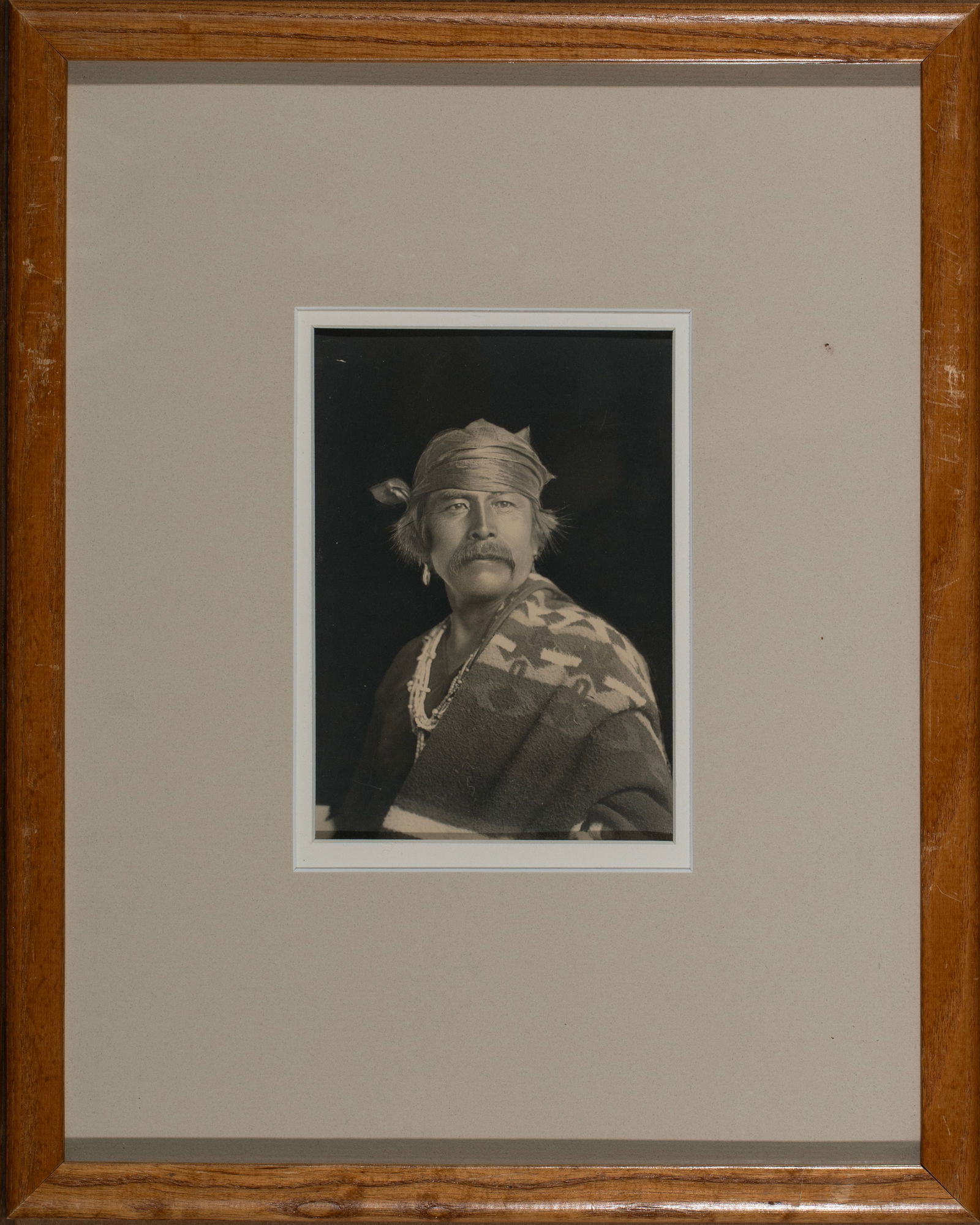 Lot of 2 Carl Moon Framed Silver Print Photos: 1) Navajo Chief Vicente 2) Princess Olla: Lot of 2 Carl Moon silver print photos: 1) Carl Moon Navajo Chief Vicente framed 1905 photograph 6 1/4” x 4 3/8” (sight), framed 15” x 12”; 1905; 2) Princess Olla silver print