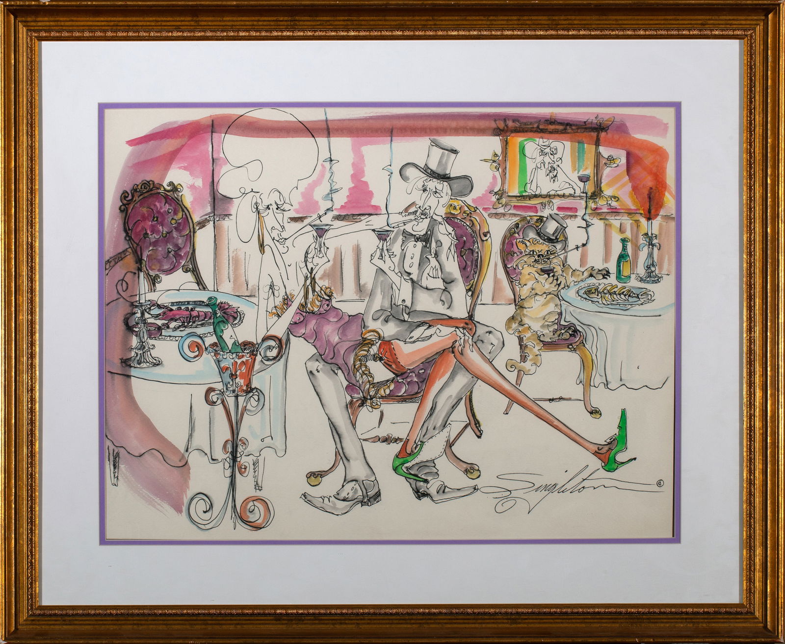 Gib Singleton (1935 – 2014) Watercolor and Ink: Gib Singleton (1935 – 2014) Watercolor and Ink: 18” x 24”, Framed: 32.25" x 26.5"; signed lower right of image.BIOGRAPHY: Gilbert Jerome "Gib" Singleton, one of America's foremost artist