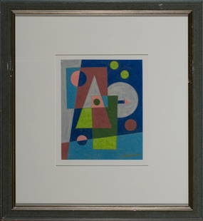 Emil Bisttram (1895 – 1976) Taos Artist, Gouache: Emil Bisttram (1895 – 1976) Taos Artist, Gouache: 8 &frac34;&rdquo; x 6 &frac34;&rdquo;, Framed: 18.5" x 17"; Signed lower right of image.BIOGRAPHY: Hungarian born, Emil Bisttram became one of the S