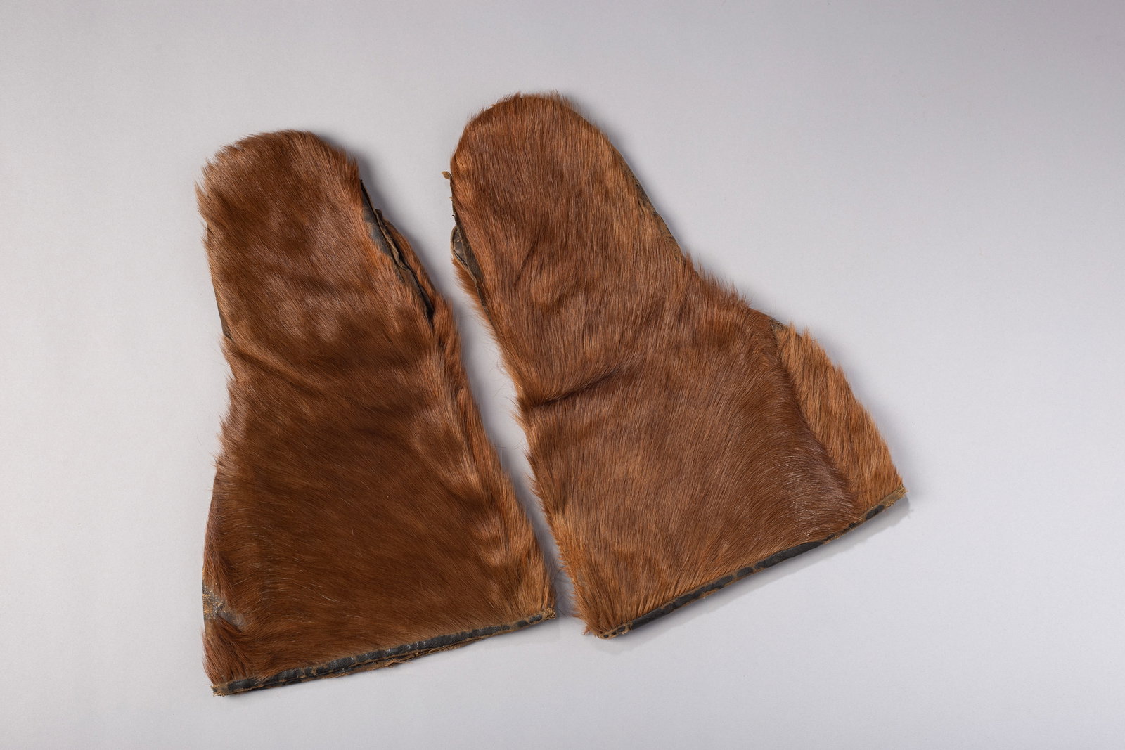 Beaver Fur Stage Coach Mittens: Brown beaver fur outer layer with soft palm area leather, Great protection from extreme weather.