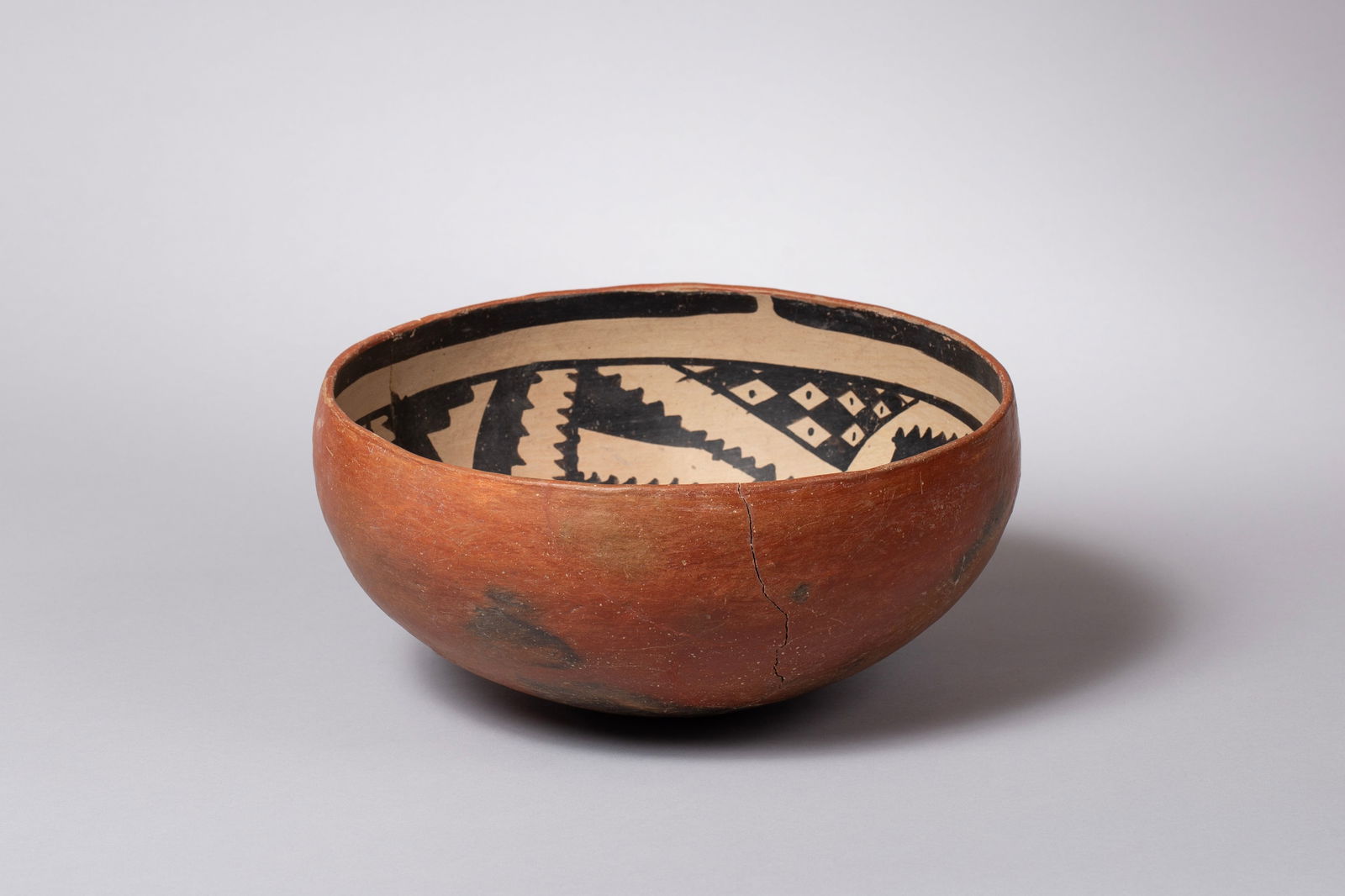 Gila Geometric Bowl, Ca 1300 - 1450 AD: Gila Polychrome Bowl with geometric designs12 1/2"D, 5 1/2"HProvenance: Major & Nan Spessard Collection