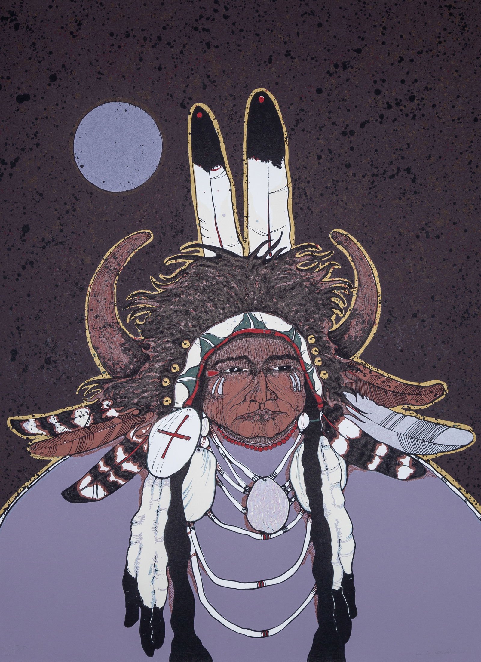 Kevin Red Star (Crow) b. 1943 "Yellow Melon": Lithograph on paper, Printer's Proof from an ed. of 150, editioned in pencil lower left: PP, signed in pencil lower right: Kevin Red Star. Ink stamped © Gerald M Cheevers 1979, verso.Printed by South