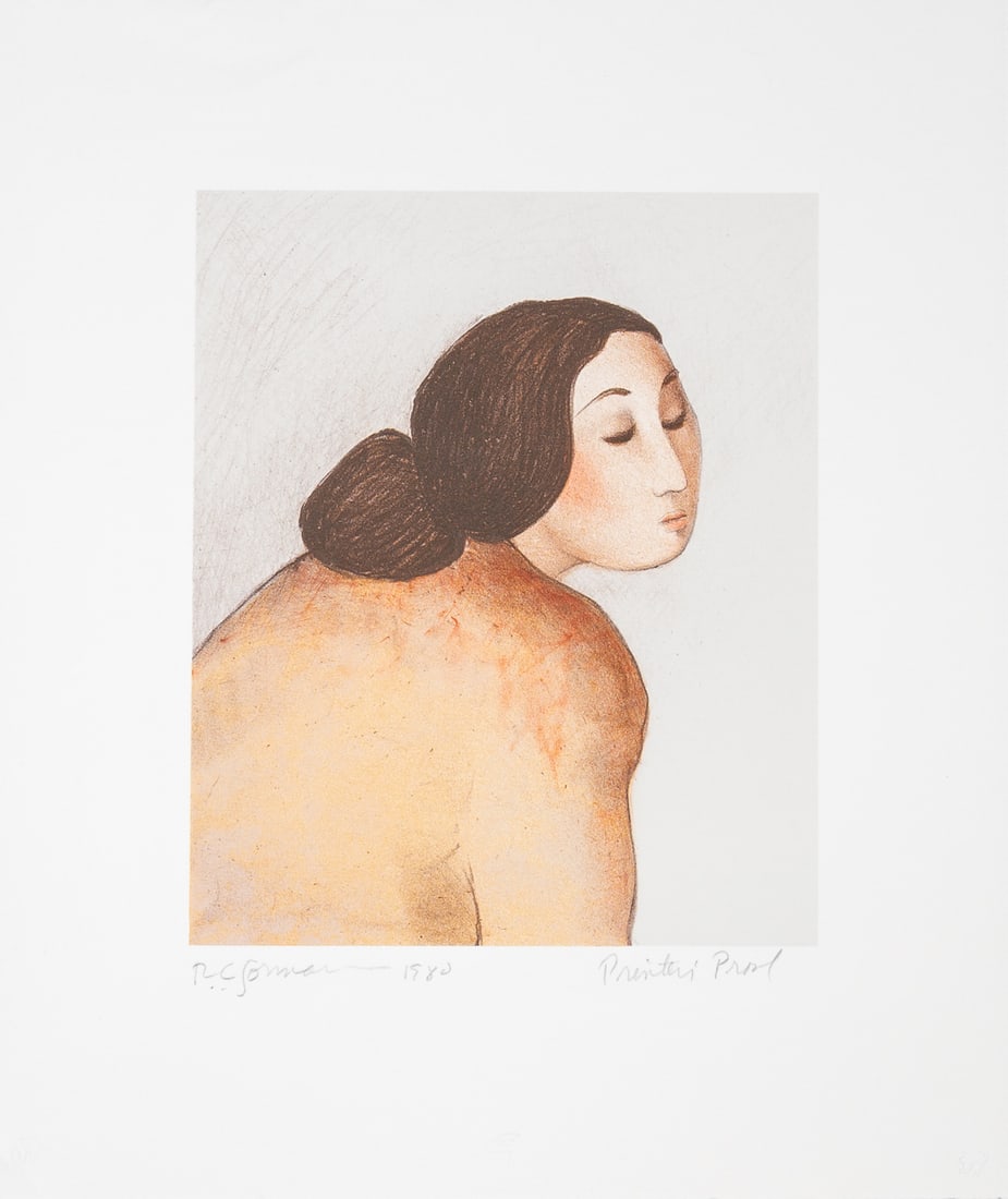 R.C Gorman "Cholena": Color lithograph on paper, signed and dated lower left: R. C. Gorman 1980, editioned lower right: Printer's Proof, accompanied by original print documentation