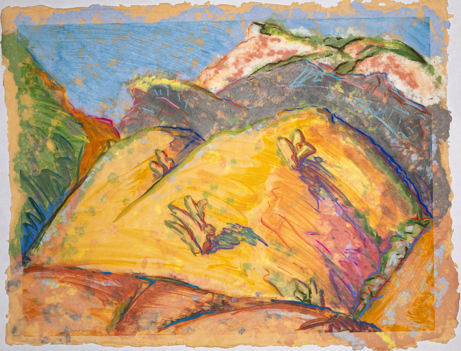 Russell Hamilton "Bajada Series": Titled lower center, signed and dated lower right: C Russell Hamilton 1981