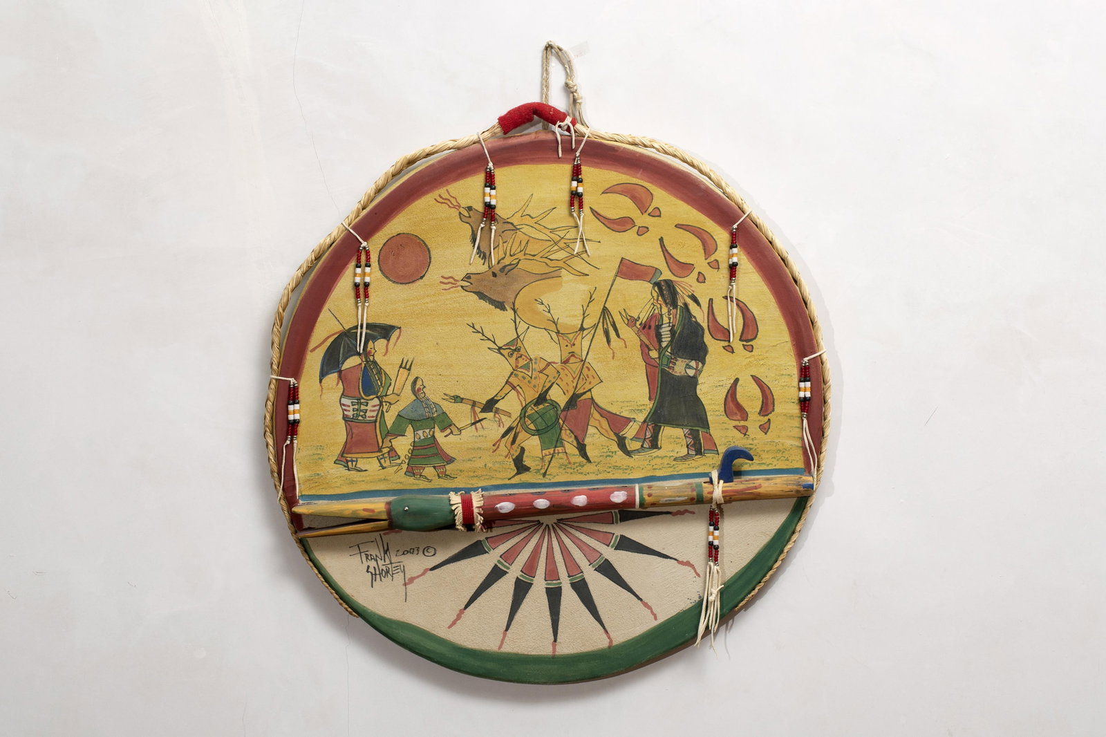 Frank Shortey, (1964 - 2007), Painted Wall Hide with Duck Flute, 2003 (1 of 2)