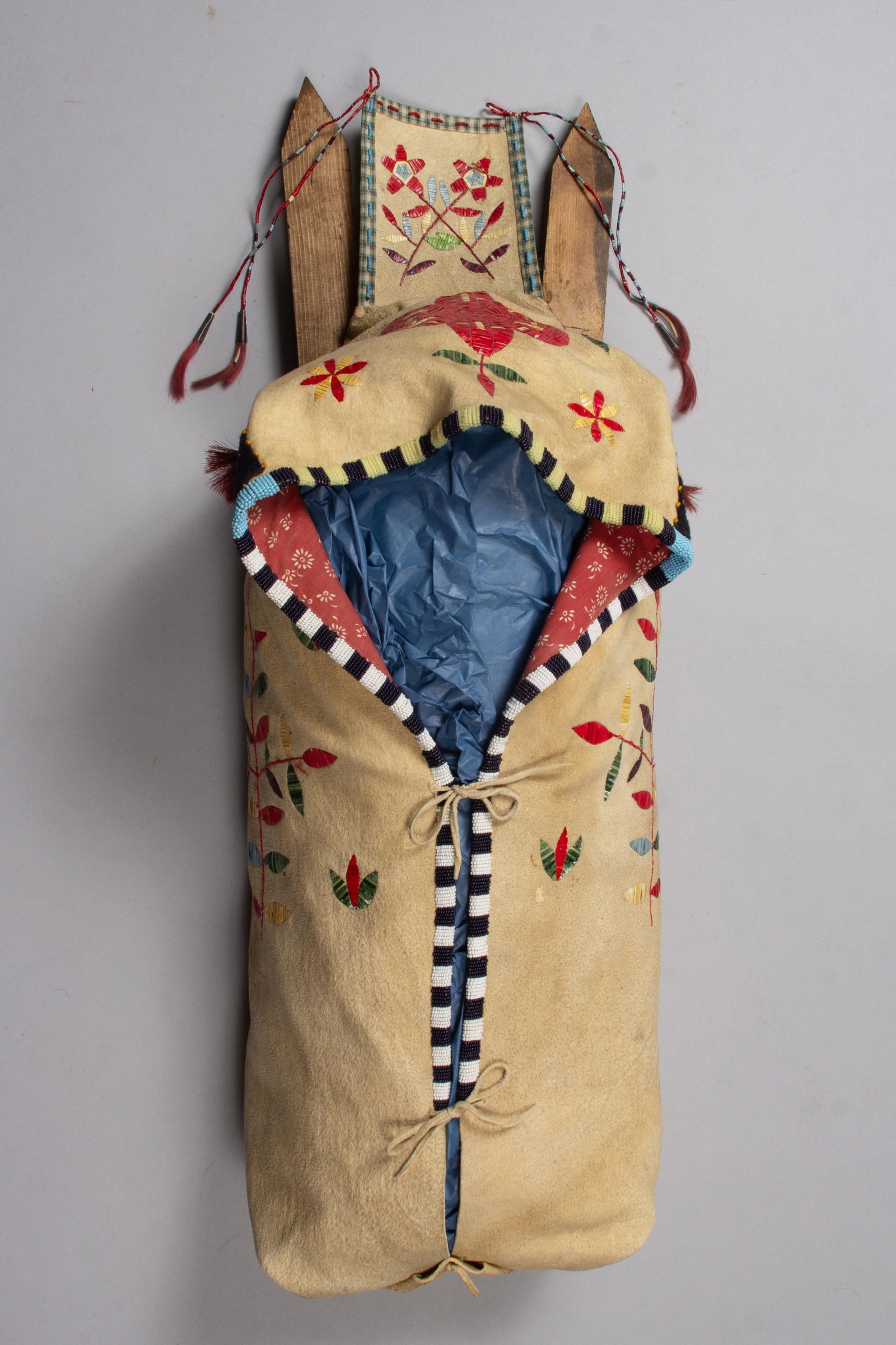 Hide with Pine Floral Stitching Cradleboard (1 of 4)