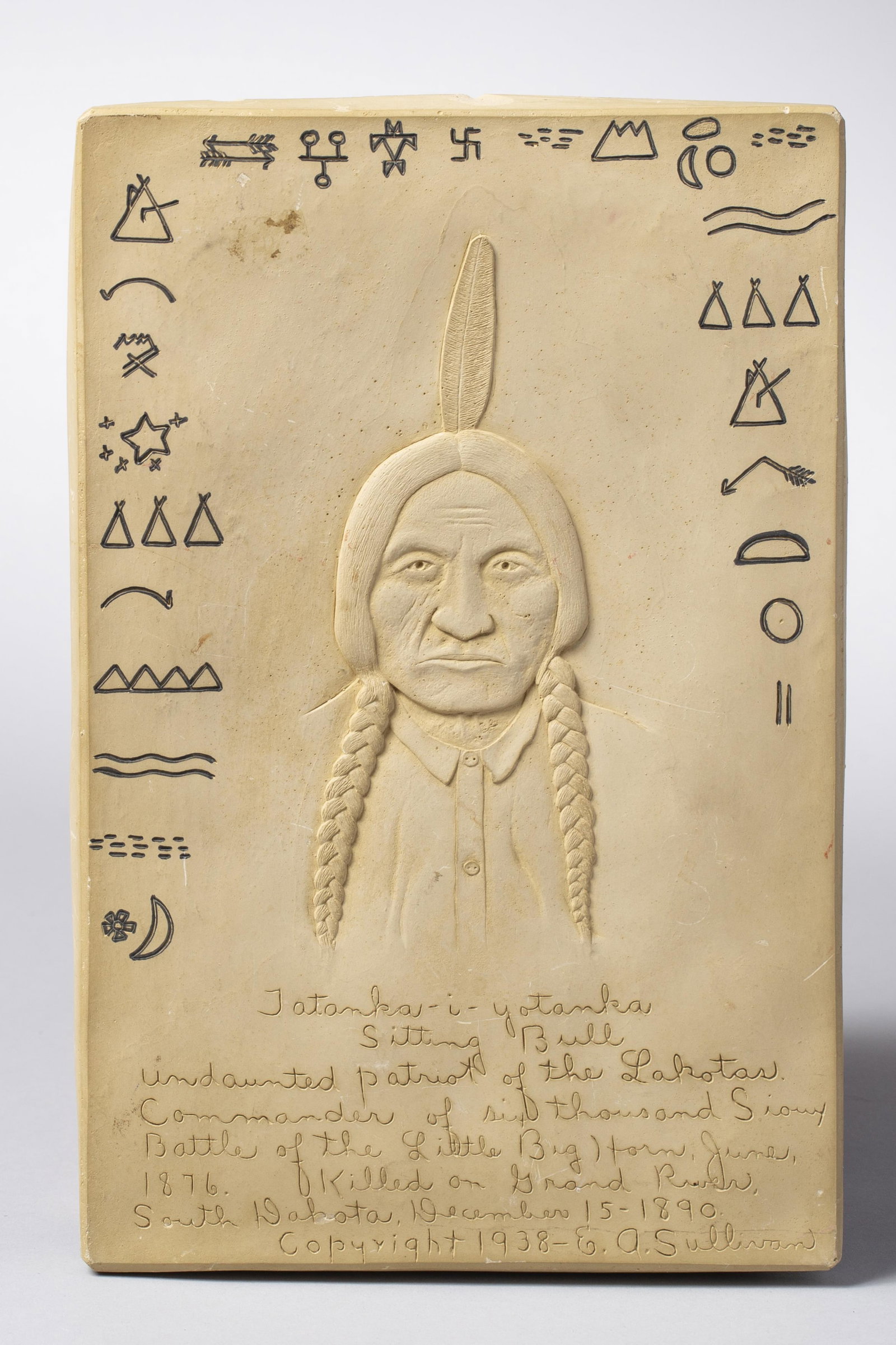 Sitting Bull Plaque honoring the Lakota Leader by Mary Sully (1 of 2)