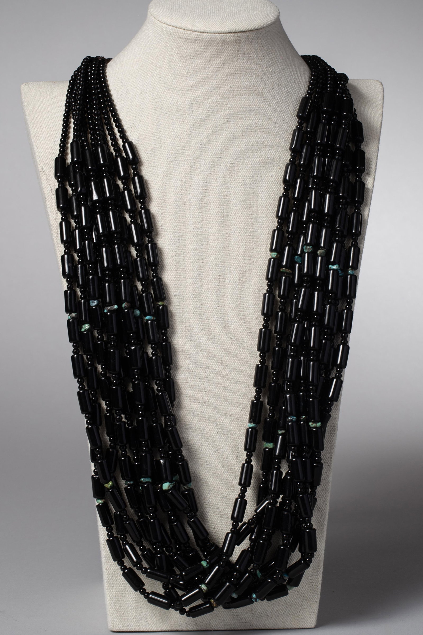 Ten Strand Onyx/Jet Necklace with Turquoise Spacers (1 of 3)
