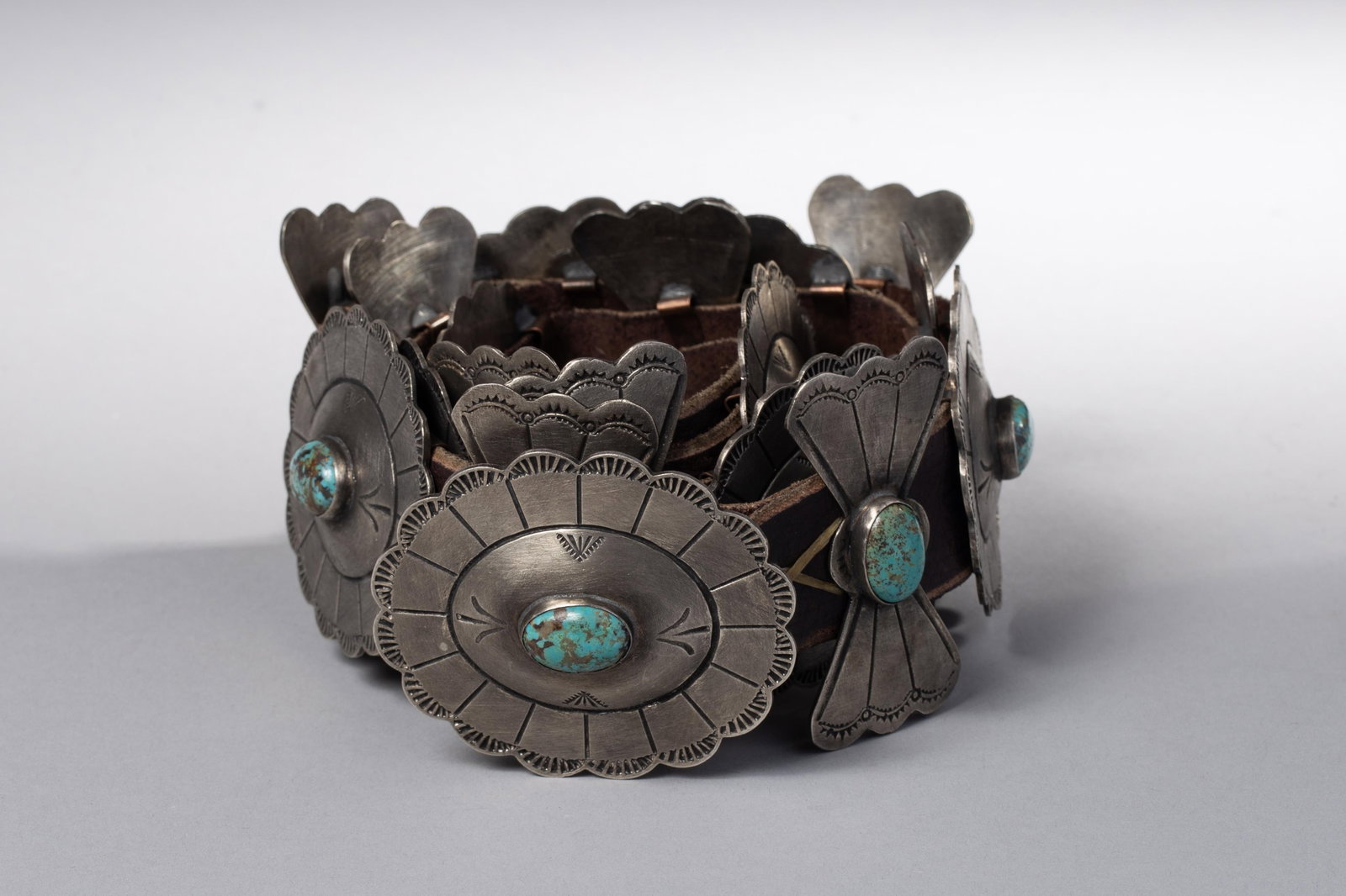 Sterling Silver + Turquoise Concho Belt 9 Conchos 9 Butterflies (1 of 5)
