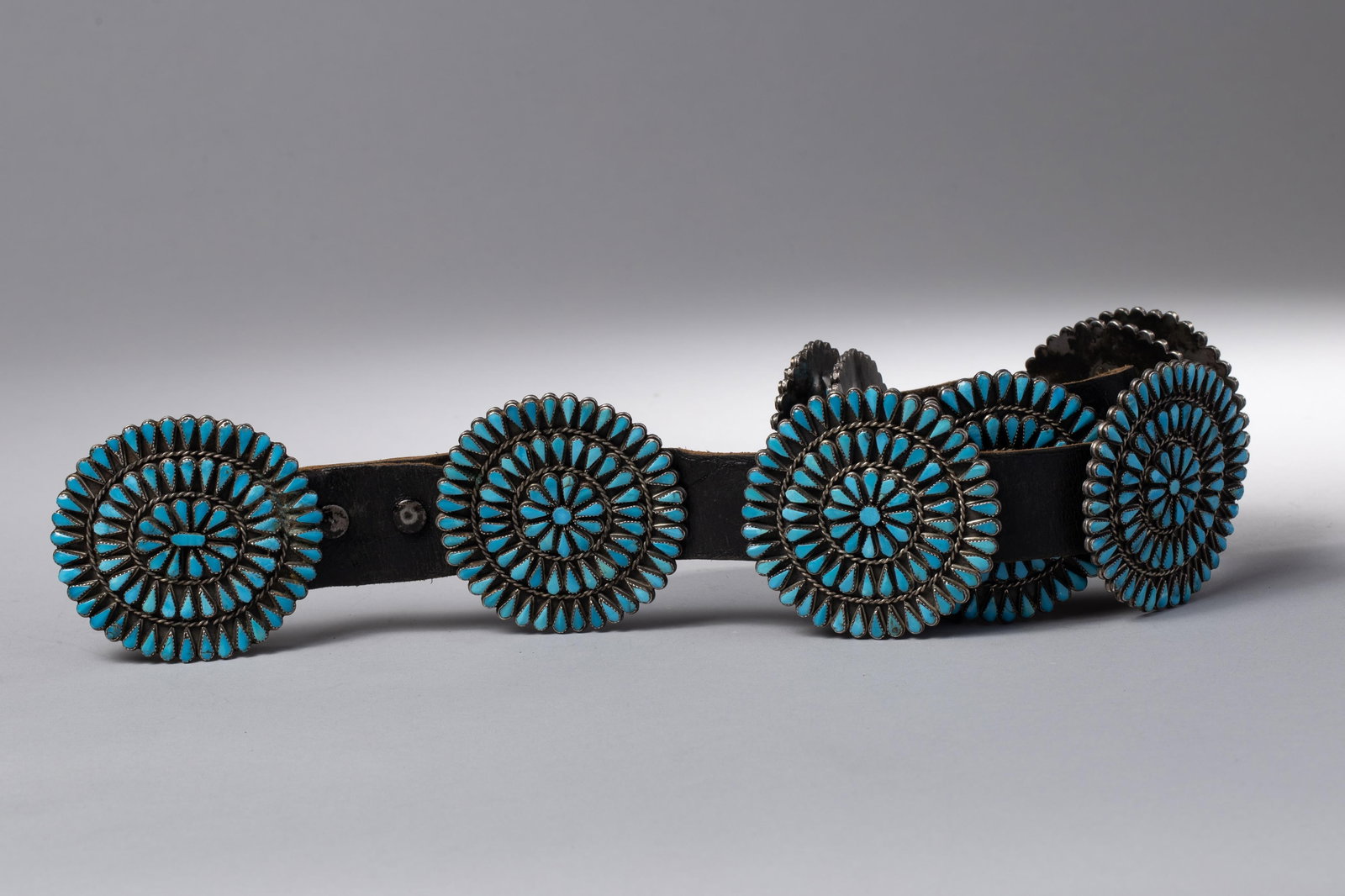 Old Pawn (>100 years) Zuni Needle Point Concho Belt (1 of 5)