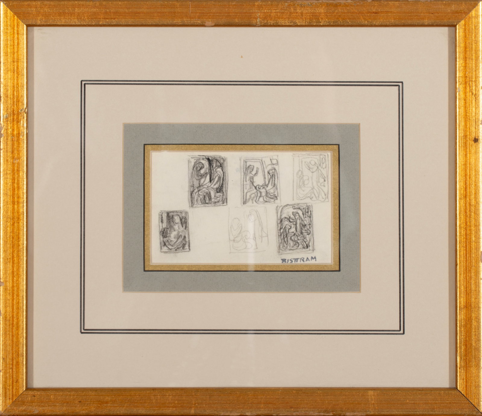 Emil James Bisttram (1895-1976), Pair of Figural Abstracts, pencil on paper: both signed lower right: BisttramArtist Bio: Emil Bisttram was a pioneering American modernist painter and influential educator whose work helped define the Southwest art scene in the 20th century. As