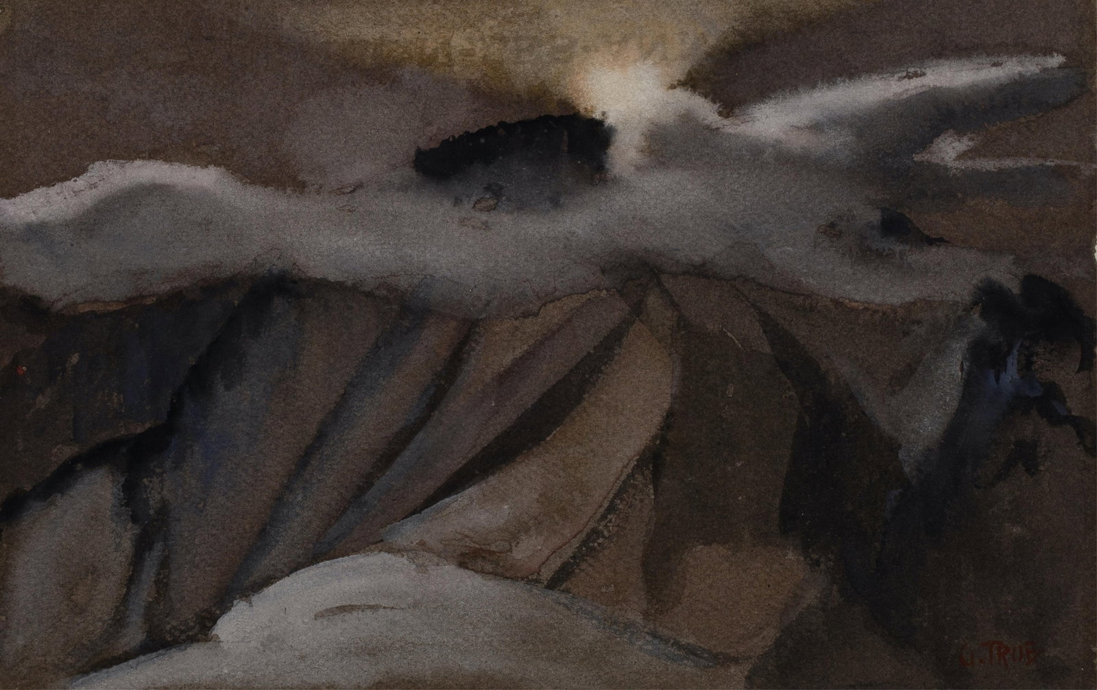 Virginia True (1900-1989), Mountain Landscape, watercolor on paper mounted to board (1 of 2)