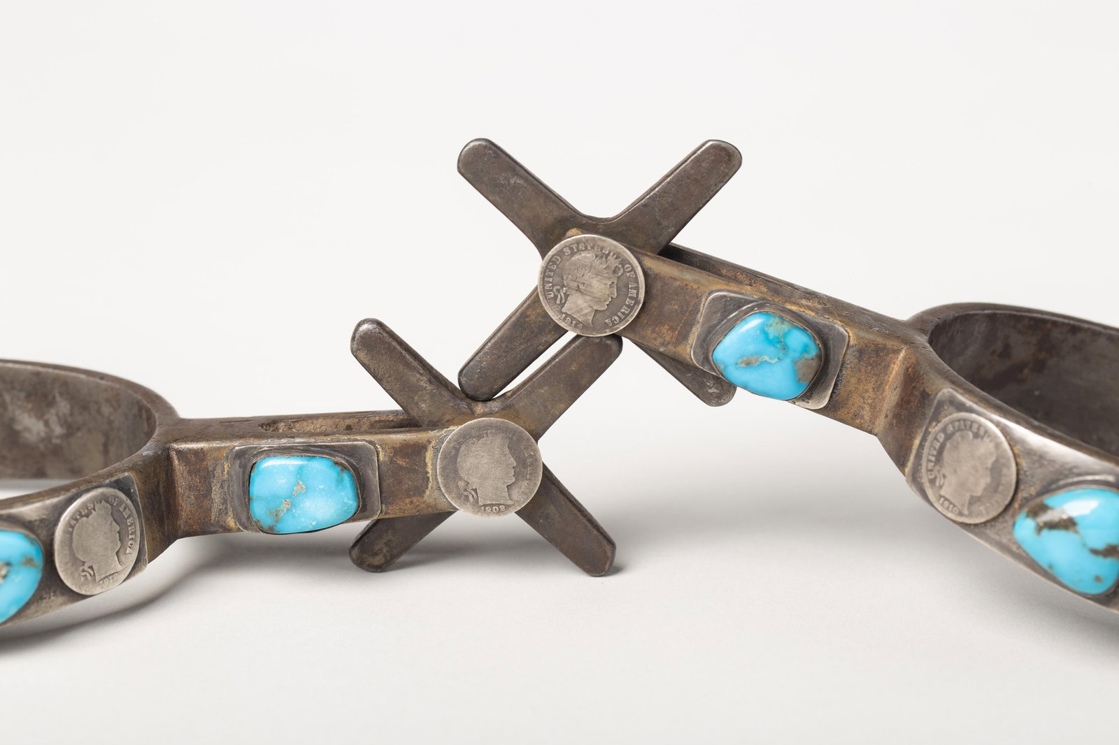 Navajo Turquoise and Coin Mounted Spurs (1 of 3)