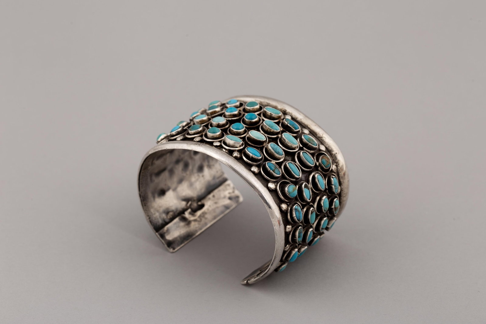 Vintage Native American Style Turquoise & Sterling Silver Multi-Row Cuff Bracelet (1 of 4)