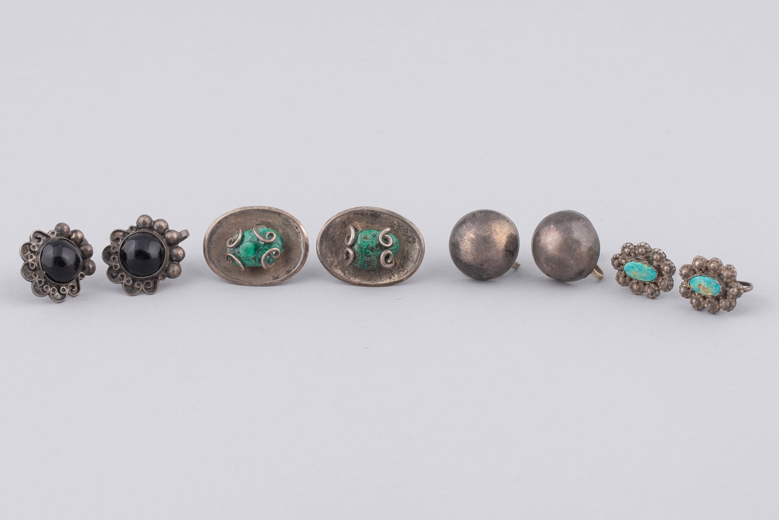 Four Pairs of Navajo Sterling Silver Screw Back Earrings (1 of 2)