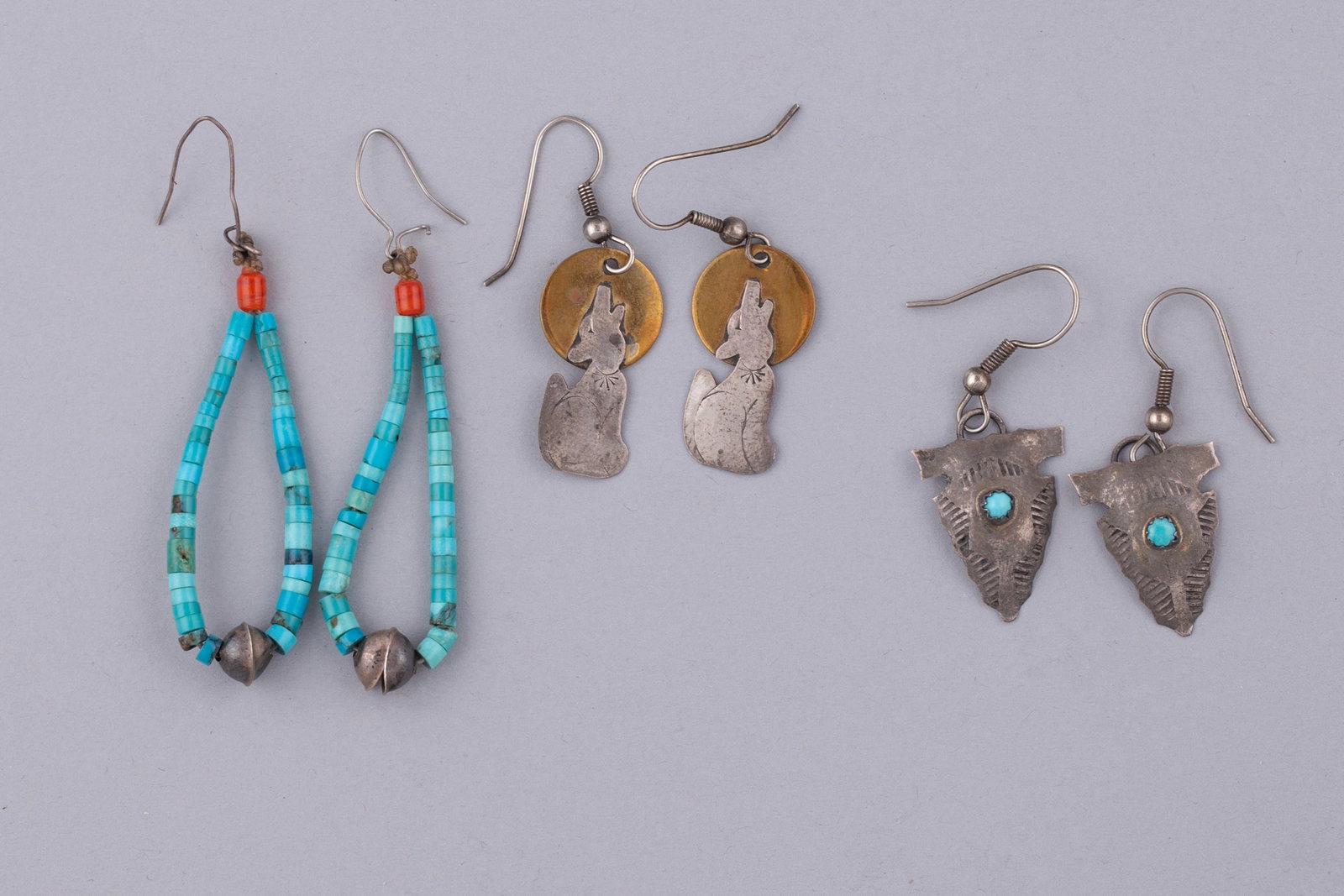 Group of Three Southwestern Sterling Silver and Multi-Stone Dangle Earrings (1 of 2)