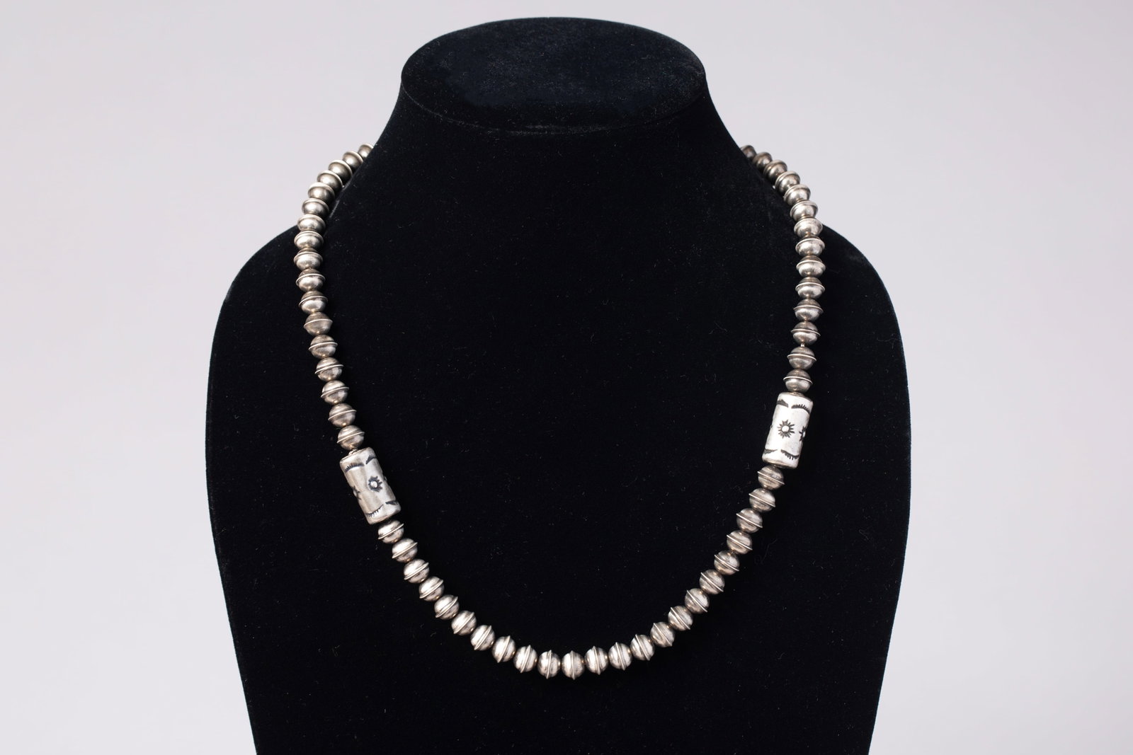 Sterling Silver Navajo Bead Choker Necklace (1 of 2)