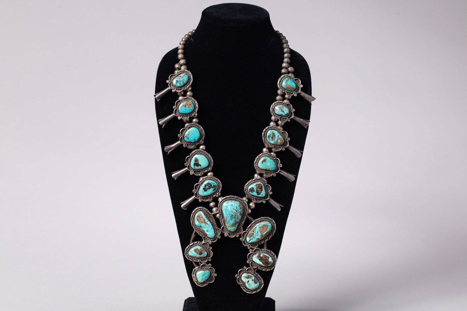 Vintage Navajo Turquoise Squash Blossom Necklace (1 of 2)