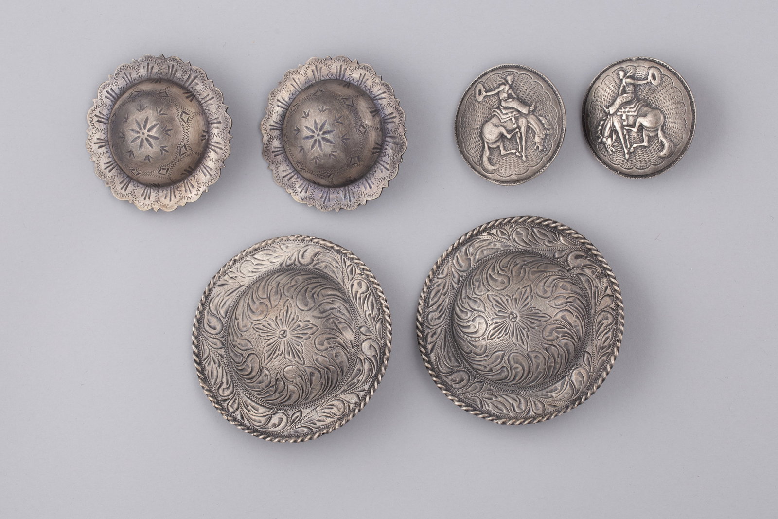 Three Vintage Pairs of Sterling Silver Conchos (1 of 2)