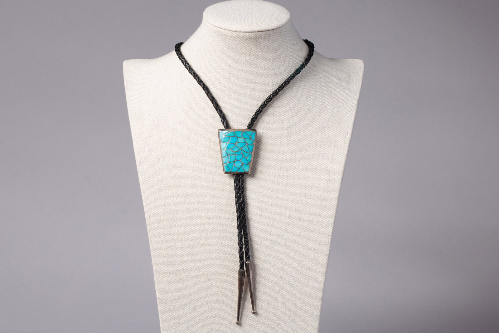 Vintage Emma Bonney Inlay Turquoise Bolo Tie (1 of 2)
