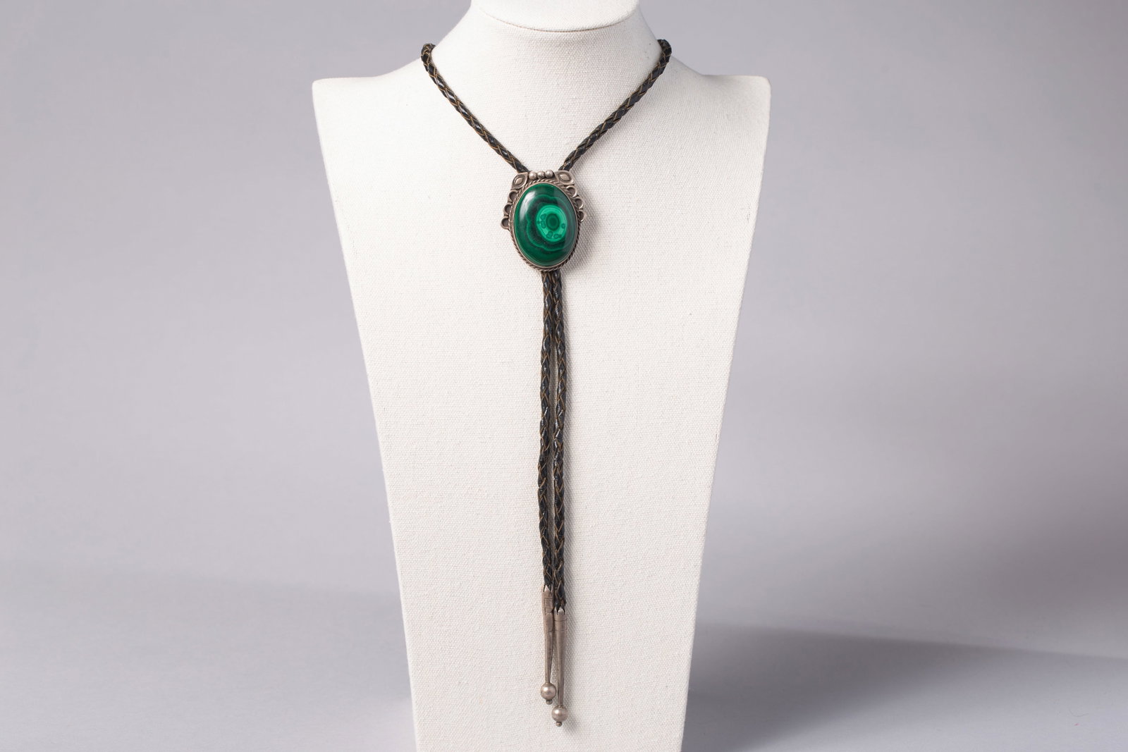 Navajo Malachite and Sterling Silver Bolo Tie by Bennett (1 of 2)