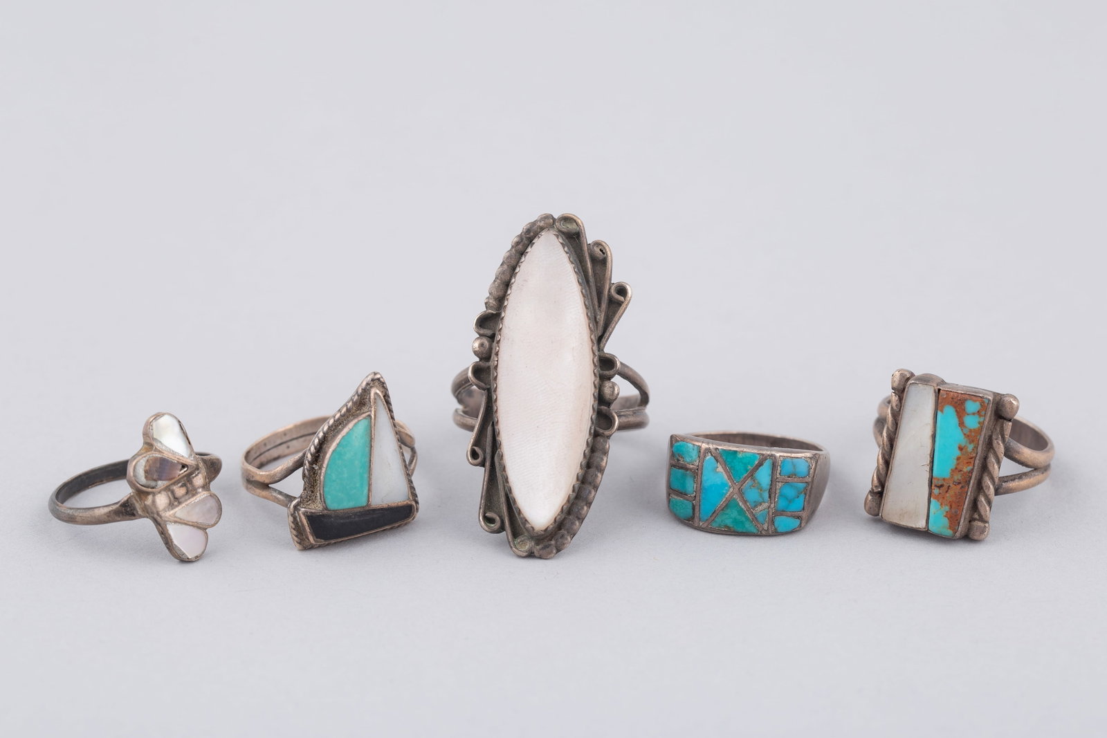 Group of Five Vintage Native American Sterling Silver Rings (1 of 3)