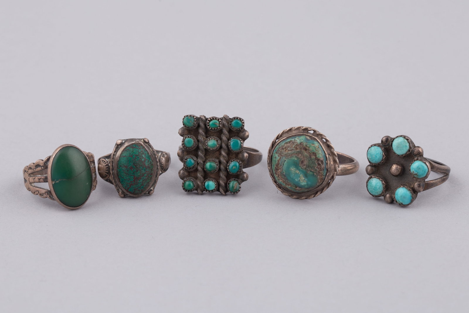 Five Navajo Sterling Silver and Turquoise Rings (1 of 3)