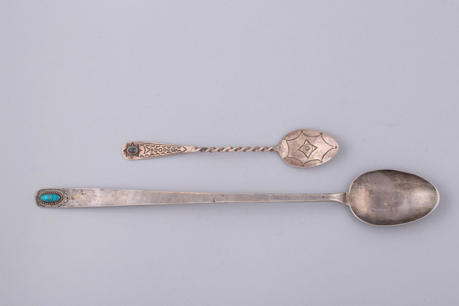 Two Vintage Navajo Serving Utensils with one having a Turquoise Accent (1 of 2)