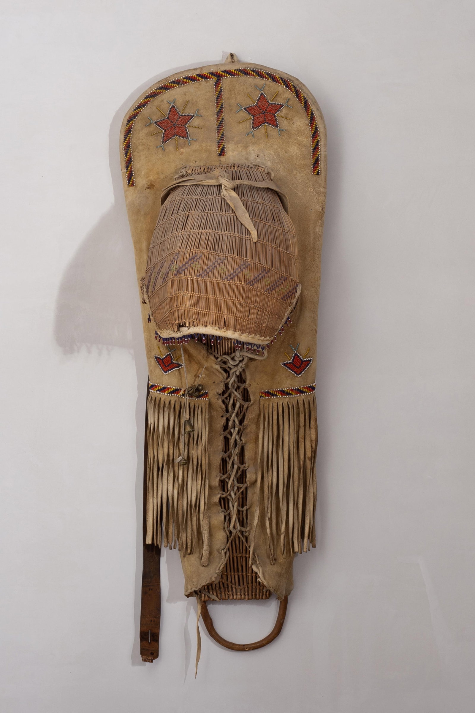 A Fine Paiute Beaded Hide and Basketry Cradleboard (1 of 5)