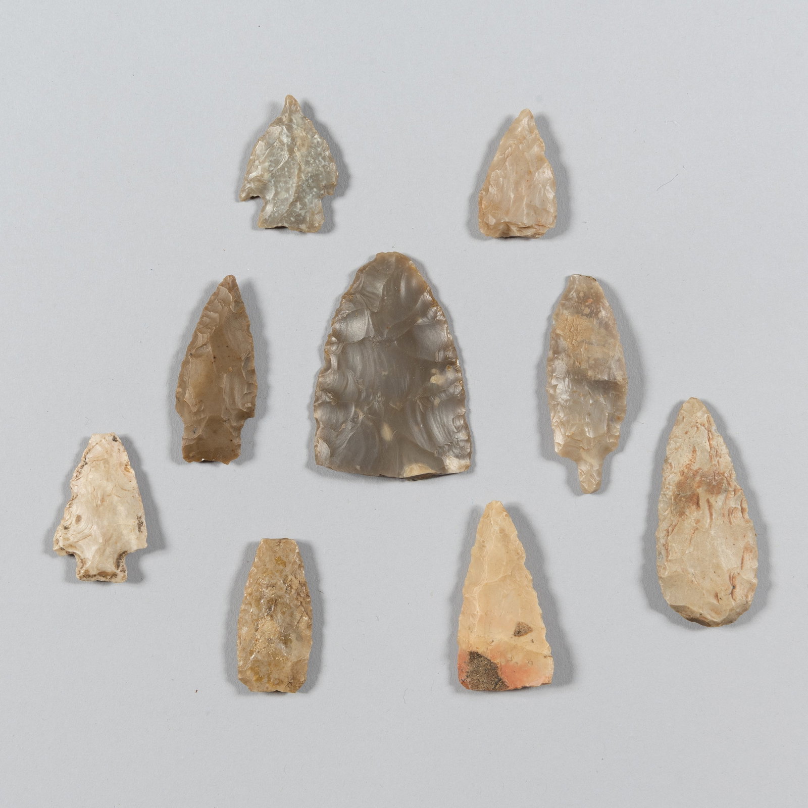 Group of 9 Arrowheads From Near Electra, Texas (1 of 2)