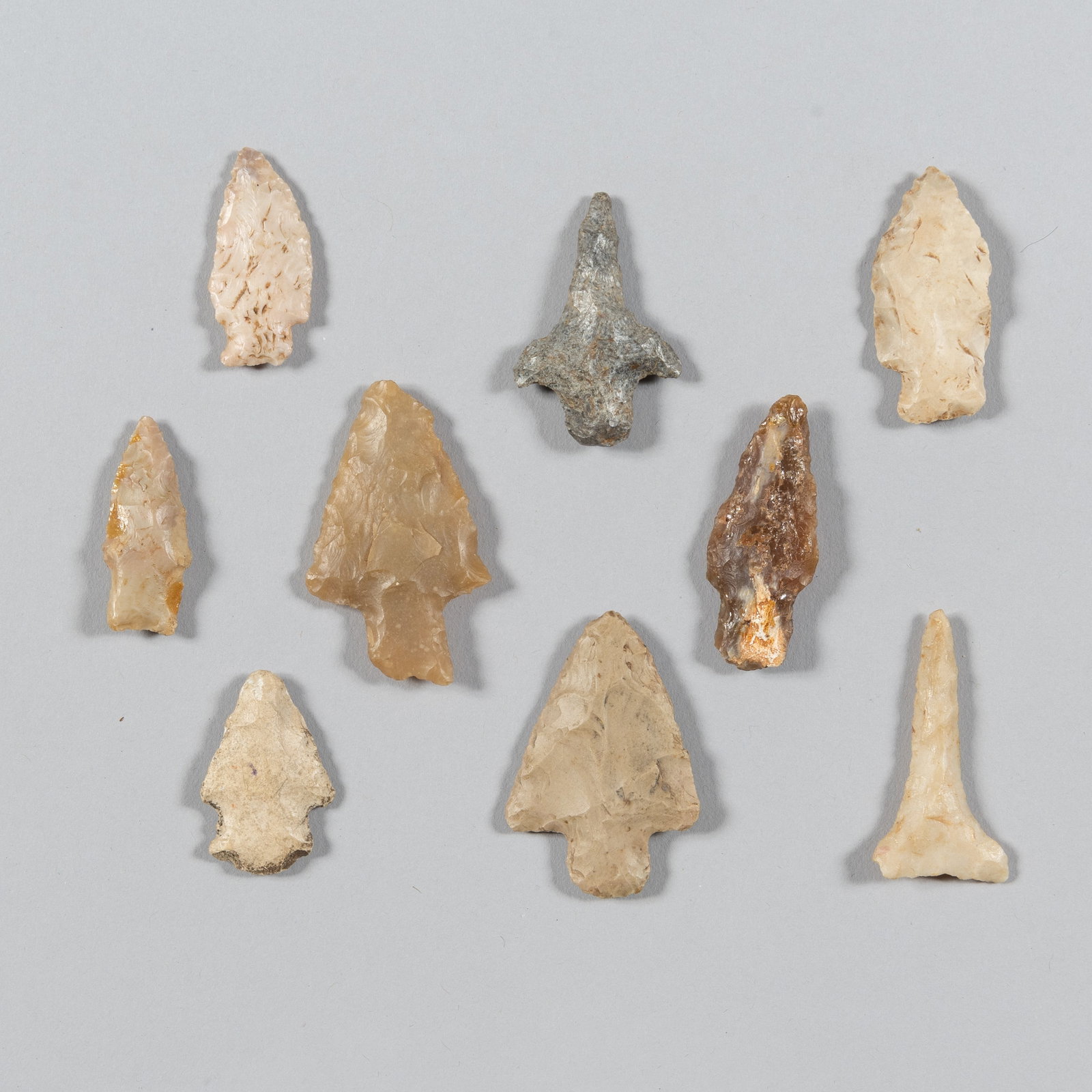 Group of Nine Prehistoric Stone Points, Electra, Texas Area (1 of 2)