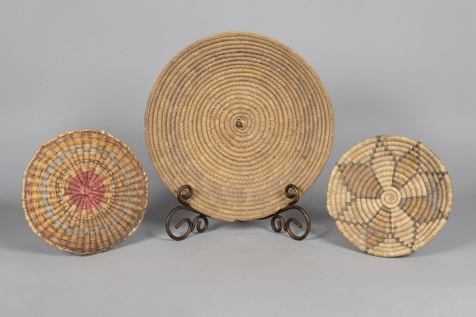 Group of Three Southwest Baskets: Hopi Whicker Tray and Hopi Basket Largest (1 of 2)