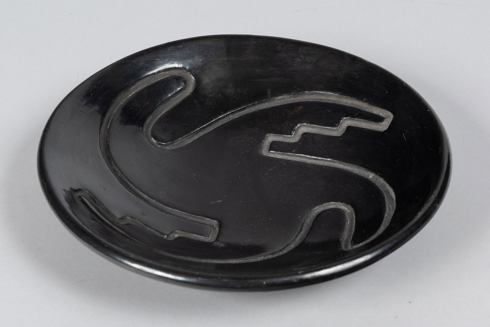 Rose Cata Gonzales, San Ildefonso 1900-1989, Carved Blackware Pottery Plate, fired clay (1 of 1)