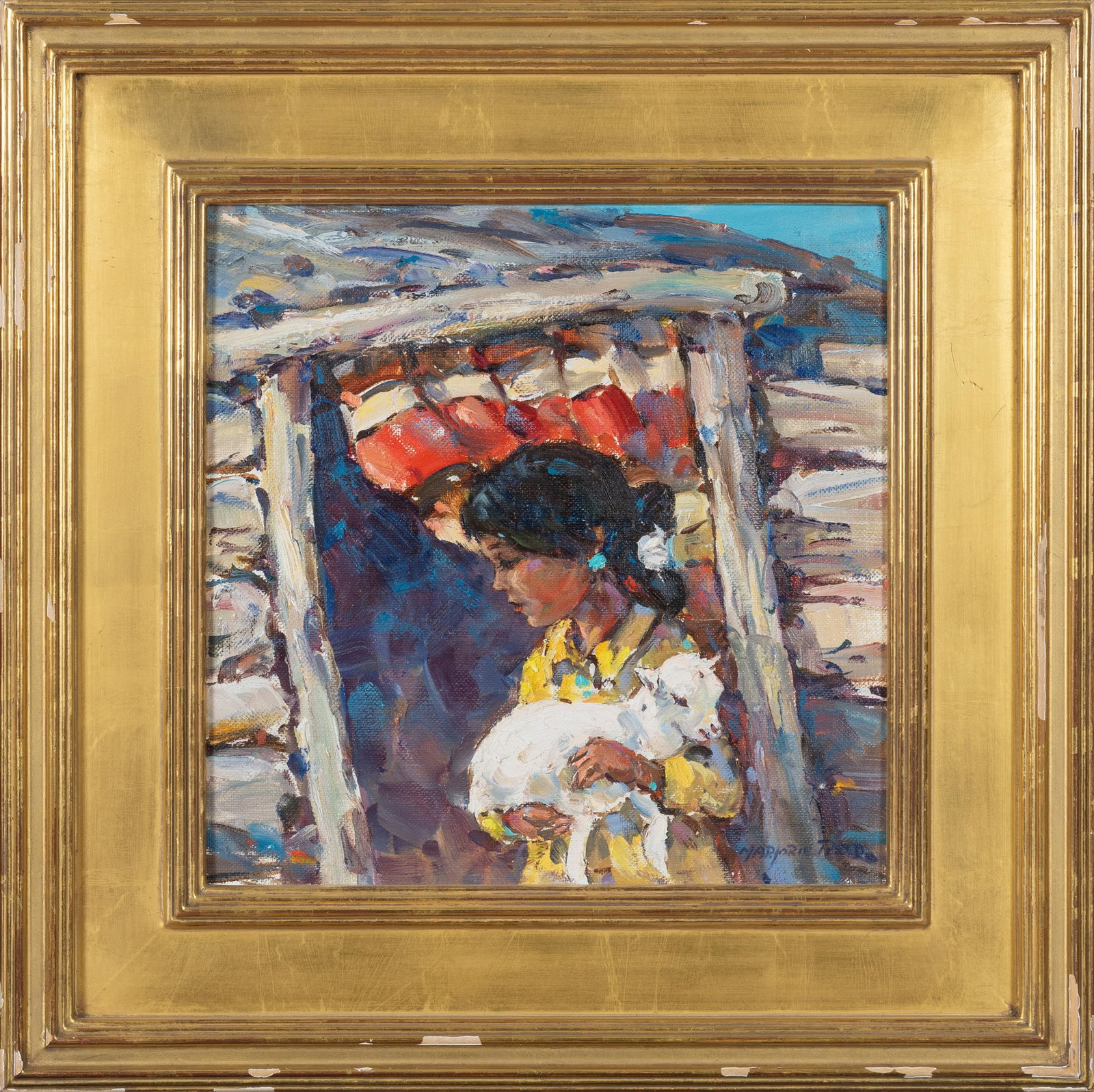 Marjorie Reed (1915-1996), Alice, Billy, and Baby Lamb - Navajo Land (1 of 2)