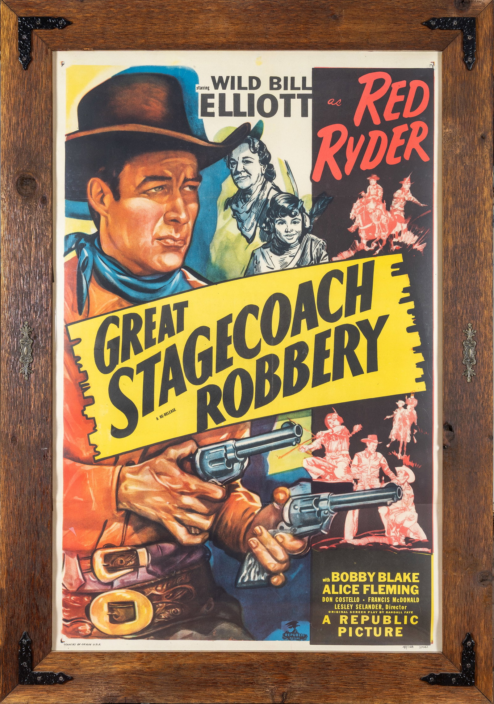Original 1949 "Great Stagecoach Robbery" Framed Movie Poster: Wild Bill Elliott as Red Ryder (1 of 1)