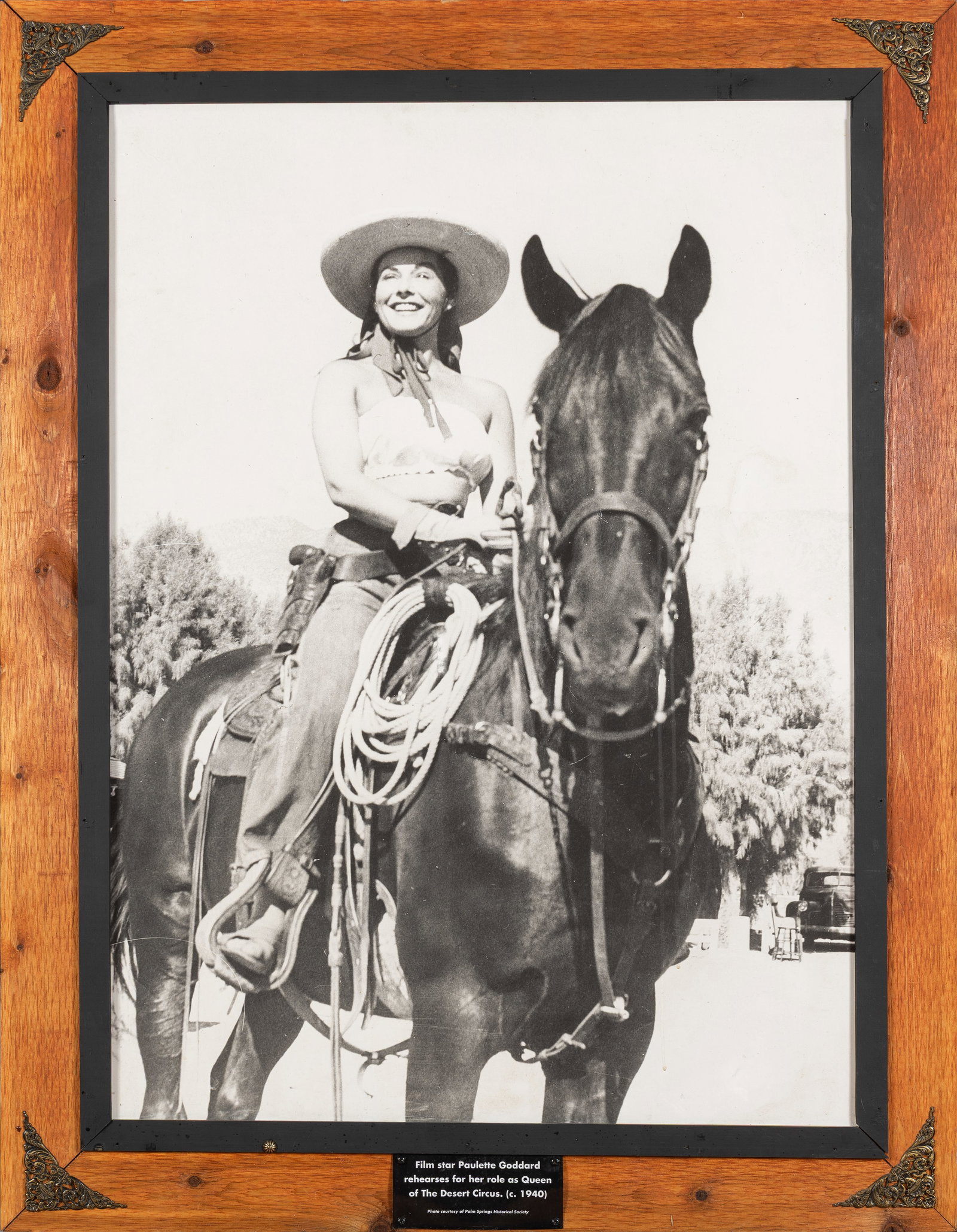 Framed Photograph of Paulette Goddard, Rehearsing for role as Queen of the Desert Circus, ca 1940 (1 of 4)
