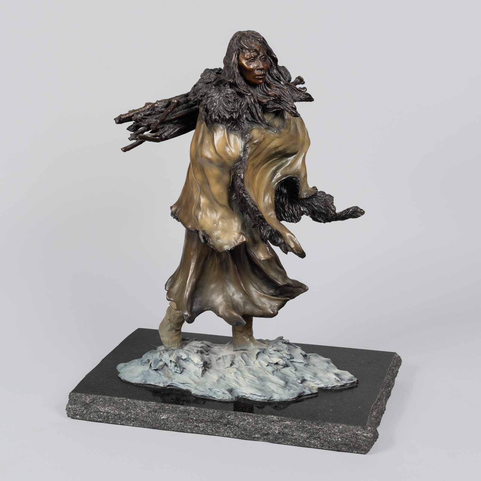 Jerry McKellar (b. 1944), While Men Smoke Pipes: Titled, Signed, and Editioned 1 of 30 on baseA limited-edition bronze sculpture titled While Men Smoke Pipes (1996) by celebrated Pacific Northwest sculptor Jerry D. McKellar. This highly expressive w
